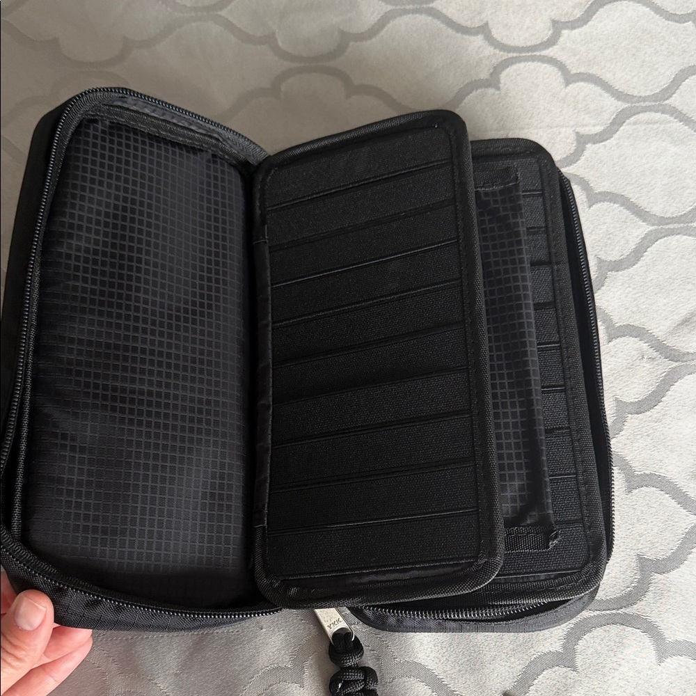 Men's Black Zip Around Card & Travel Wallet
